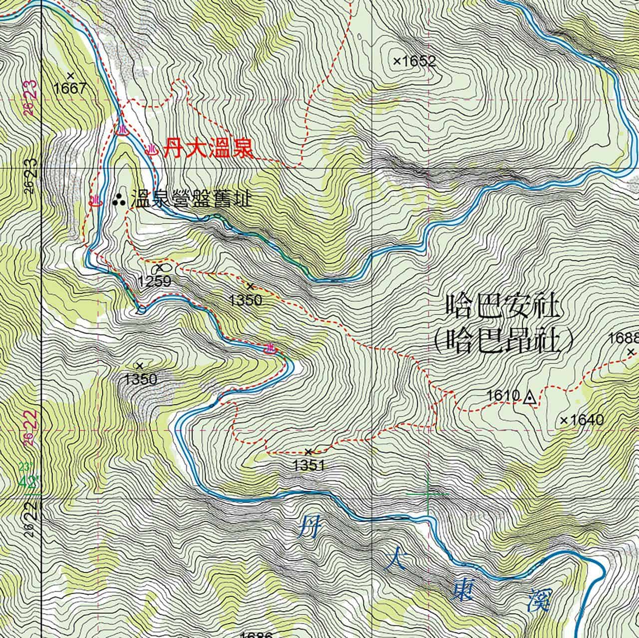 終極的等高線地形圖：丹大溫泉