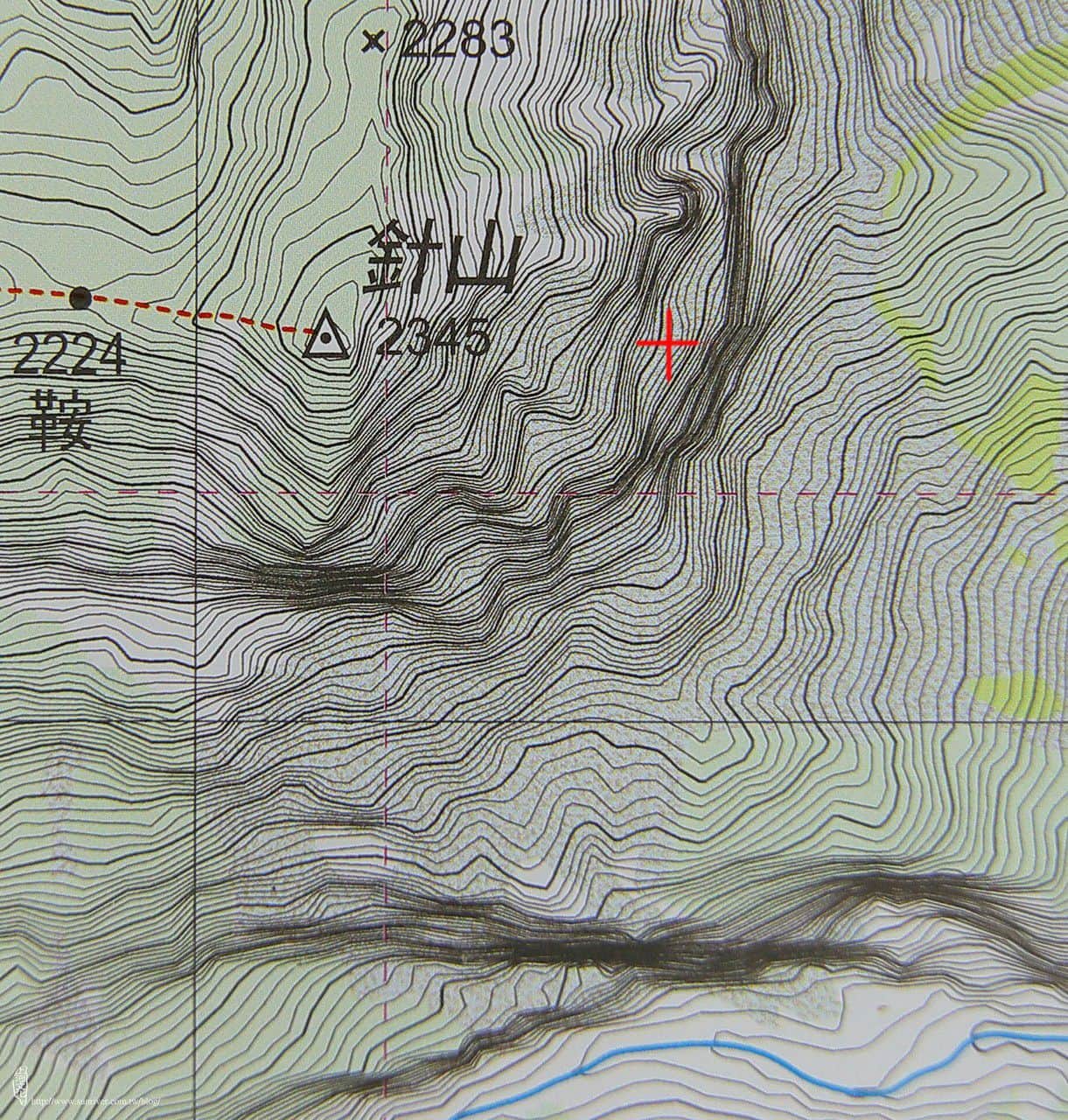 針山的故事與等高線地形圖：針山吊掛地圖標點